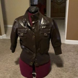 Brown pleather miss lili  jacket size medium